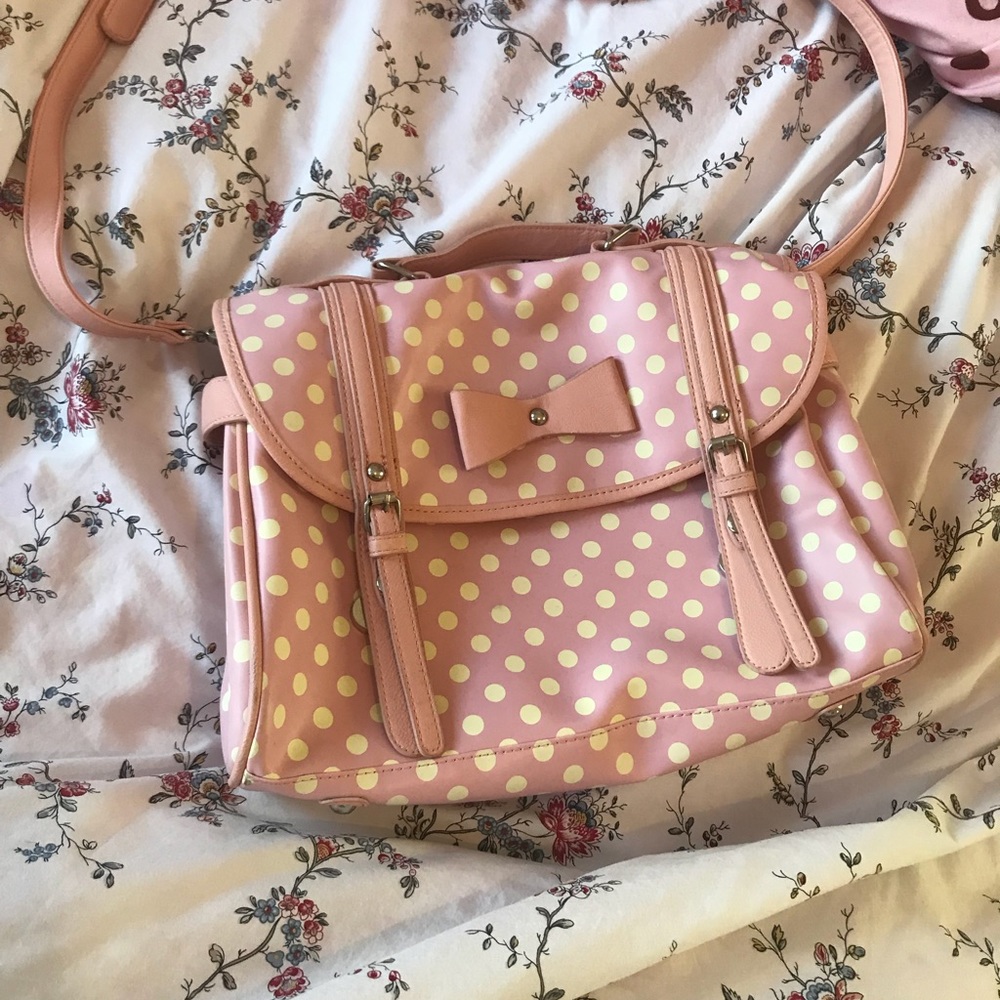 Pastel pink kawaii polka dot Messenger Bag